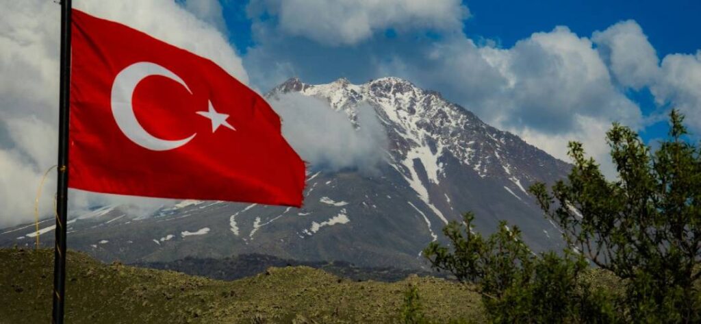 Turkish flag waving