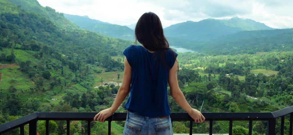 scenic mountain view from a balcony in Kandy Sri Lanka