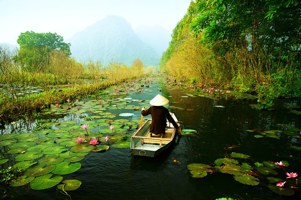 scenic boat ride in Vietnam